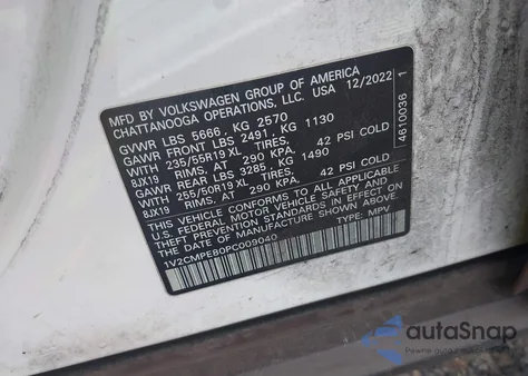 2023 Volkswagen Id.4 Pro z USA, uszkodzony, nr VIN 1V2CMPE80PC009040